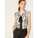 thumbnail image 2 of Allegra K Blusa Sin Mangas Estampado De Leopardo Lazo Delantero Color De Contraste Top Para Mujeres Blanco L, 2 of 6
