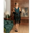thumbnail image 5 of PrettyGuide Women's Flapper Dresses Sequin Pearl Fringe Dress V Neck 1920s Dress Art Deco Great Gatsby Dress, 5 of 8