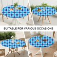 thumbnail image 7 of Light Blue and Dark Blue Argyle Pattern Round Fitted Tablecloth with Elastic Edge,Dining Table Cover Waterproof,Outdoor Round Tablecloth for Camping,Dining,Indoor and Outdoor, 7 of 7