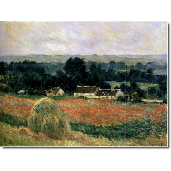 Ceramic Tile Mural-Claude Monet Country Painting 81. 17" w x 12.75" h using (12) 4.25 x 4.25 ceramic tiles