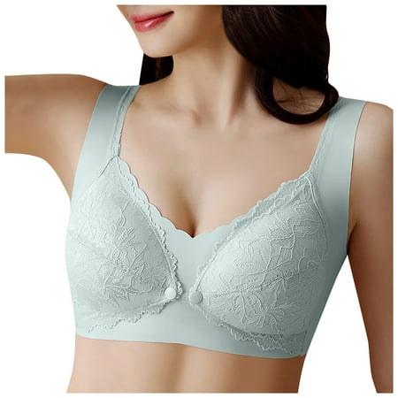 Fsqjgq Nursing Bras for Breastfeeding Full Coverage Posture Back Maternity Underwear Front Closure Wireless Bras Sports Bra Cotton Bralettes L
