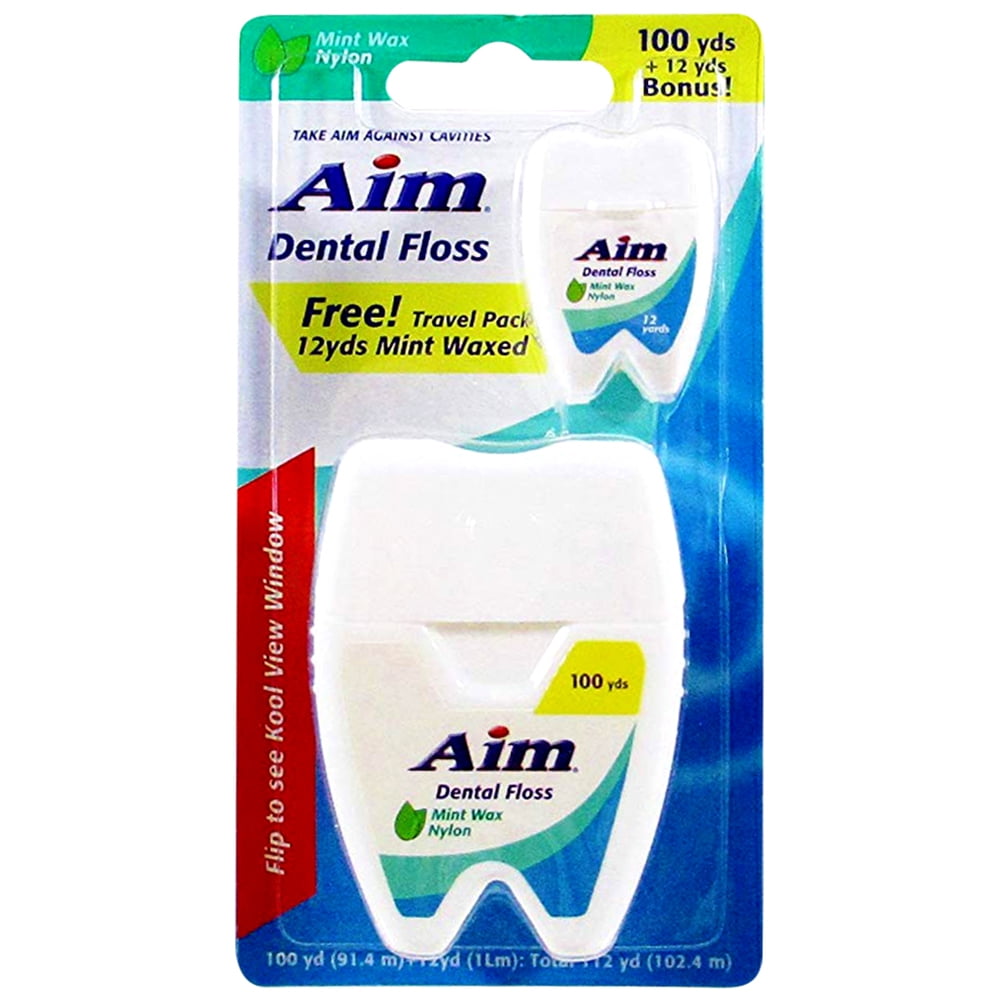 Aim Dental Floss 112 yards 100 yards + free 12 yard Mini Case