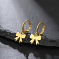 thumbnail image 5 of Cute Bow Small Hoop Earrings for Women Hypoallergenic Gold/Silver Simple Bowknot Statement Ribbon Dangle Drop Wedding Party Huggie Earring Trendy Minimalism Jewelry Gifts Valentine Day for Her, 5 of 6