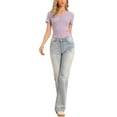 thumbnail image 2 of INSPIRE CHIC Women's Henley Tops Short Sleeve V Neck Button Summer T Shirts Ribbed Knit Top M Dusty Pink, 2 of 6