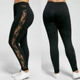 thumbnail image 4 of Women's Sexy Lace Hollow Leggings Plus Size Sheer Mesh Floral Pants Lace Splice Stretch Skinny Tights, 4 of 6