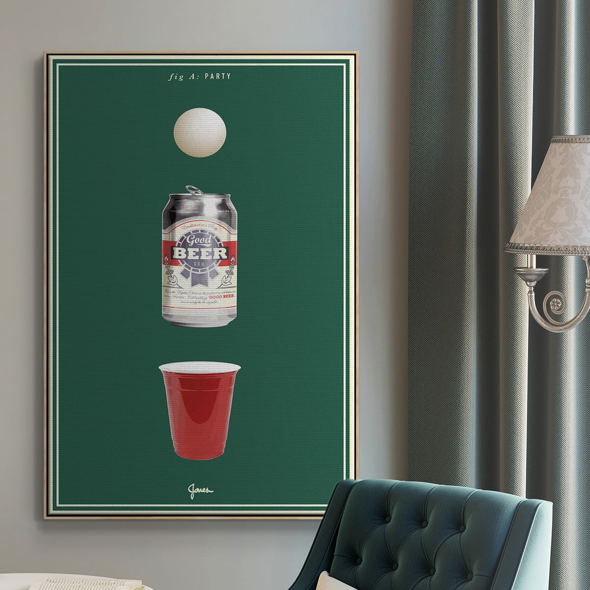 Fig. A: Party Framed Premium Gallery Wrapped Canvas - Ready to Hang