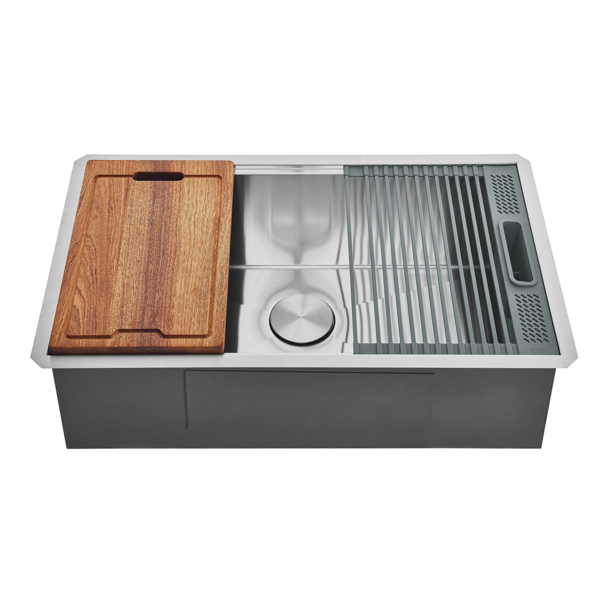 Kingston Brass GKUS321910 Uptowne 32-Inch Stainless Steel Single Bowl Undermount Kitchen Sink with 6-Piece Kitchen Accessory Set in Brushed
