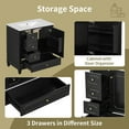thumbnail image 6 of 30" Bathroom Vanity with Sink, Freestanding Vanity Cabinet with Door & 3 Drawers, Solid Wood Bathroom Cabinet, Space-Saving Design, for Bathroom, Black, 6 of 9
