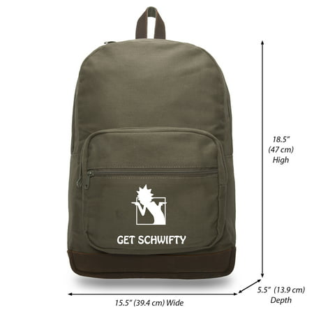 Get Schwifty Canvas Teardrop Backpack with Leather Bottom (Best Place To Get Backpacks)