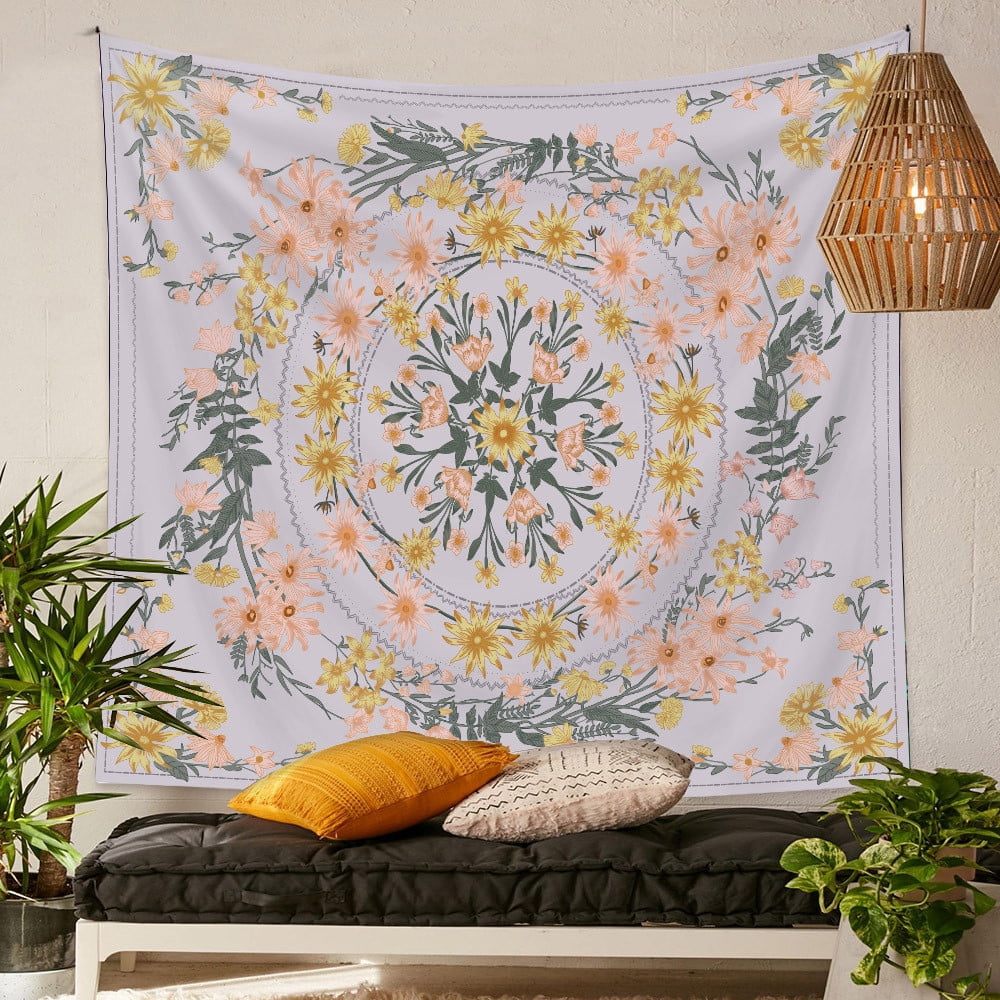 Floral Tapestry for Room Decor: Soft Fabric Wall Hanging with