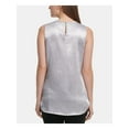 thumbnail image 2 of DKNY Womens Silver Sleeveless V Neck Hi-Lo Top Size: XL, 2 of 3
