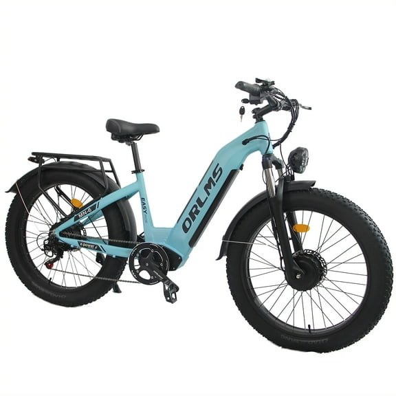 Dual Motor Ebike,Electric Bike Fat Tire,52V/23Ah,2000W Peak 26" All-Terrain 45MPH High-Speed Fat tire Electric Bike,60 Mile Range, Hydraulic Brakes, for Adults Off-Road Commuting