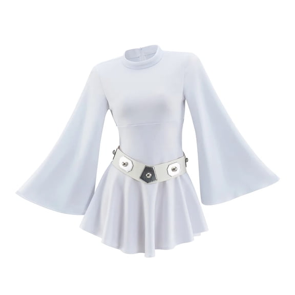 Princess Leia Women's White Hooded Ball Gown with Belt Full Set