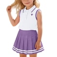 thumbnail image 2 of OOOUM Girls 2 Piece Tennis Outfits Set Sleeveless Top With Plaid Pleated Skirt Summer Casual Clothing Sets For Toddler Kid Purple 5-6 Years, 2 of 7