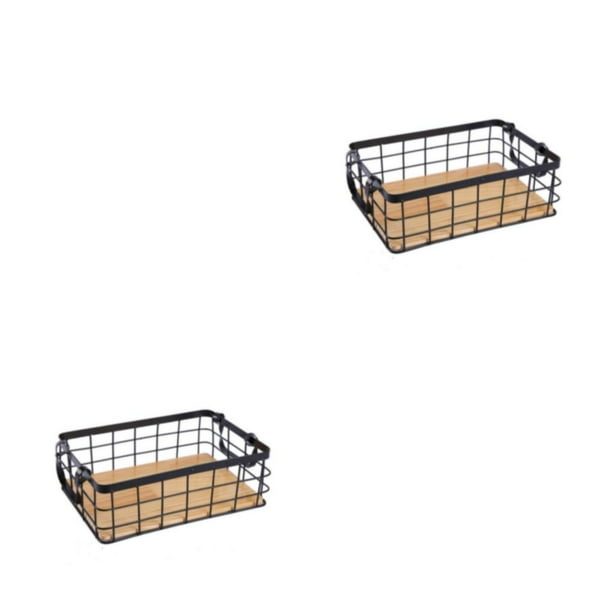 Inteprter Cesta de alambre, rejilla metálica, almacenamiento de cosméticos con asas, estante de baño, organizador de cocina, estantes, marco, Type1 NO1
