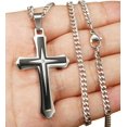 thumbnail image 4 of Collar con colgante de cruz de acero inoxidable para hombre, 4 of 5