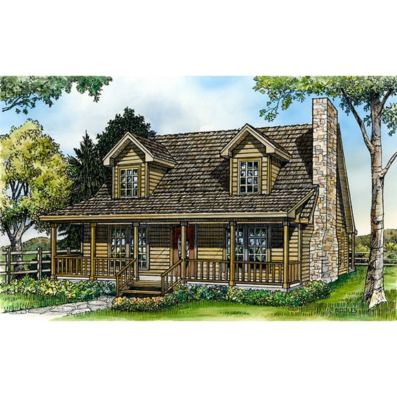 010-344: Traditional Country 3 Bed, 2 Bath Luxury Home Plan, 1654 Sq Ft: Full Blueprints with License to Build by Home Plan Marketplace - Lesuto