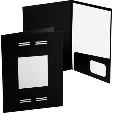 - Oxford, OXF10071, LaserView Imperial Bus Single Pocket Folders, 10 / Pack, Black