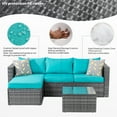 thumbnail image 5 of Walsunny 3 Piece Blue Outdoor Furniture Sectional Sofa Patio Set with Silver Gray Rattan Wicker, 5 of 7