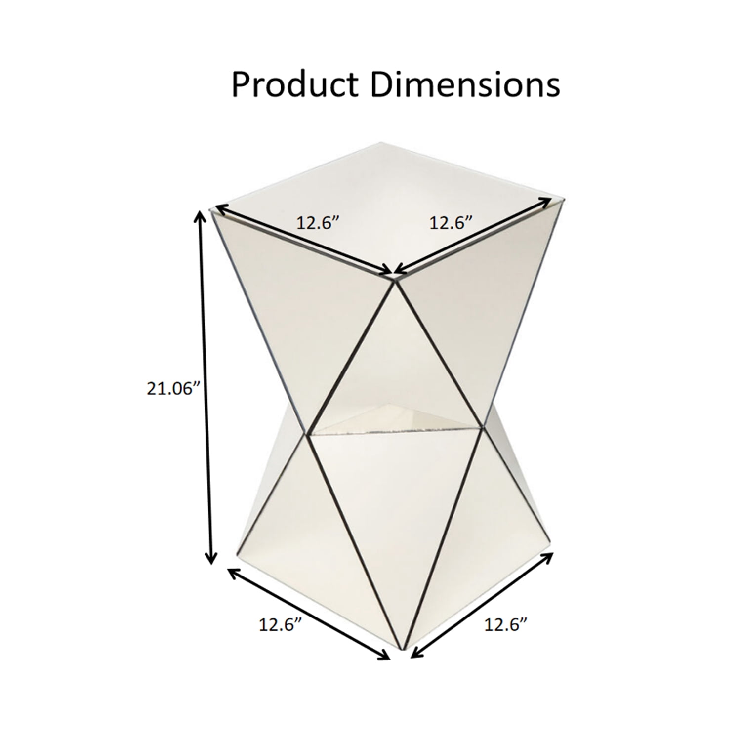 AISWORD Mirrored Side Table,Luxury Geometric End Table,200 lb Capacity,12.6"W x 12.6"D x 21.06"H,Living Room & Bedroom,Champagne