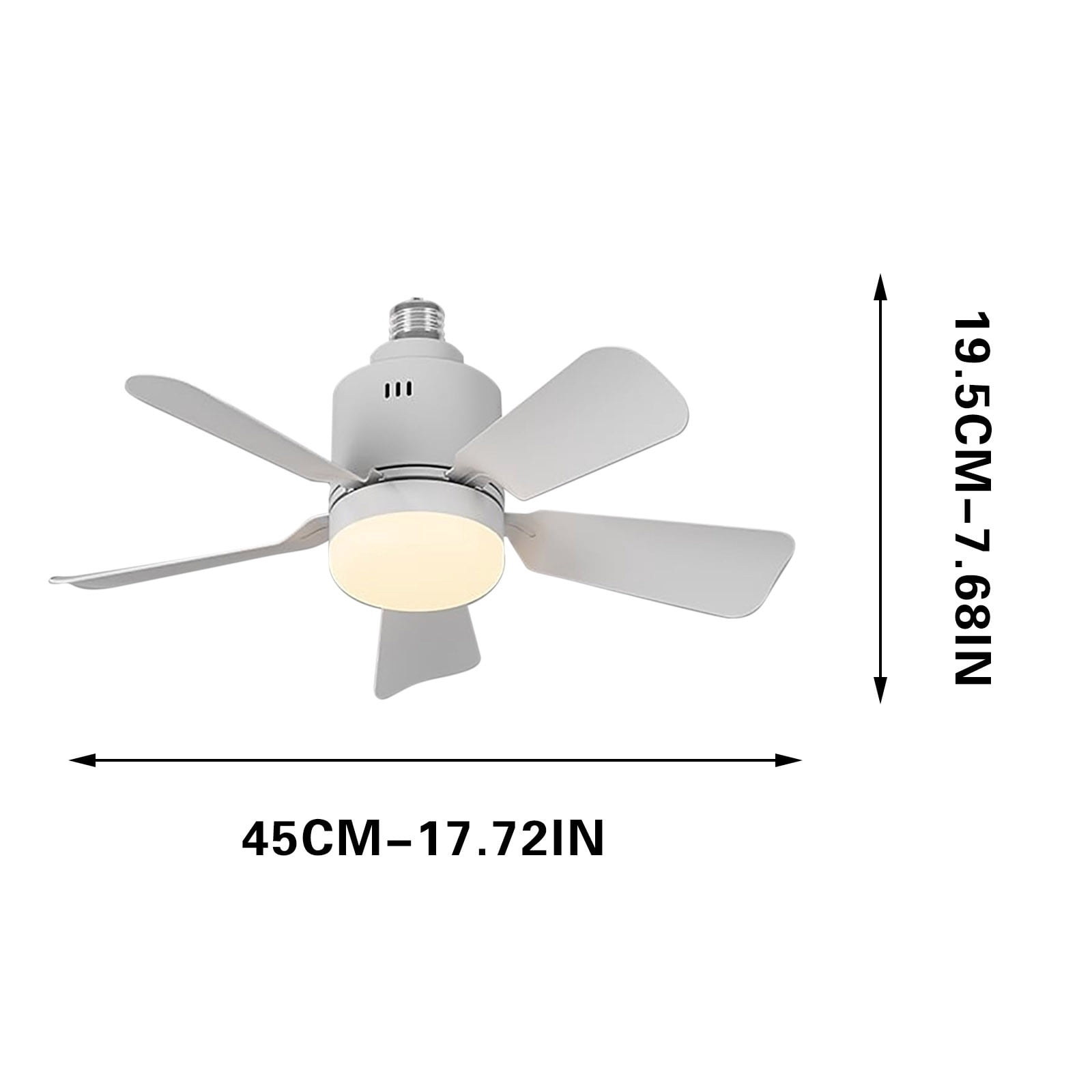 Kumdkd Smart Socket Ceiling Fan with Light - Remote Control 3-Speed Dimmable LED Bulb Fan for Bedroom (E26/E27 Base, Quiet Reversible, No Wiring Needed)