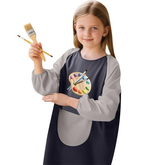 Kiijoy Toddler Girls Art Smock Graphic Waterproof Long Sleeve Painting Apron, Sizes 2-4