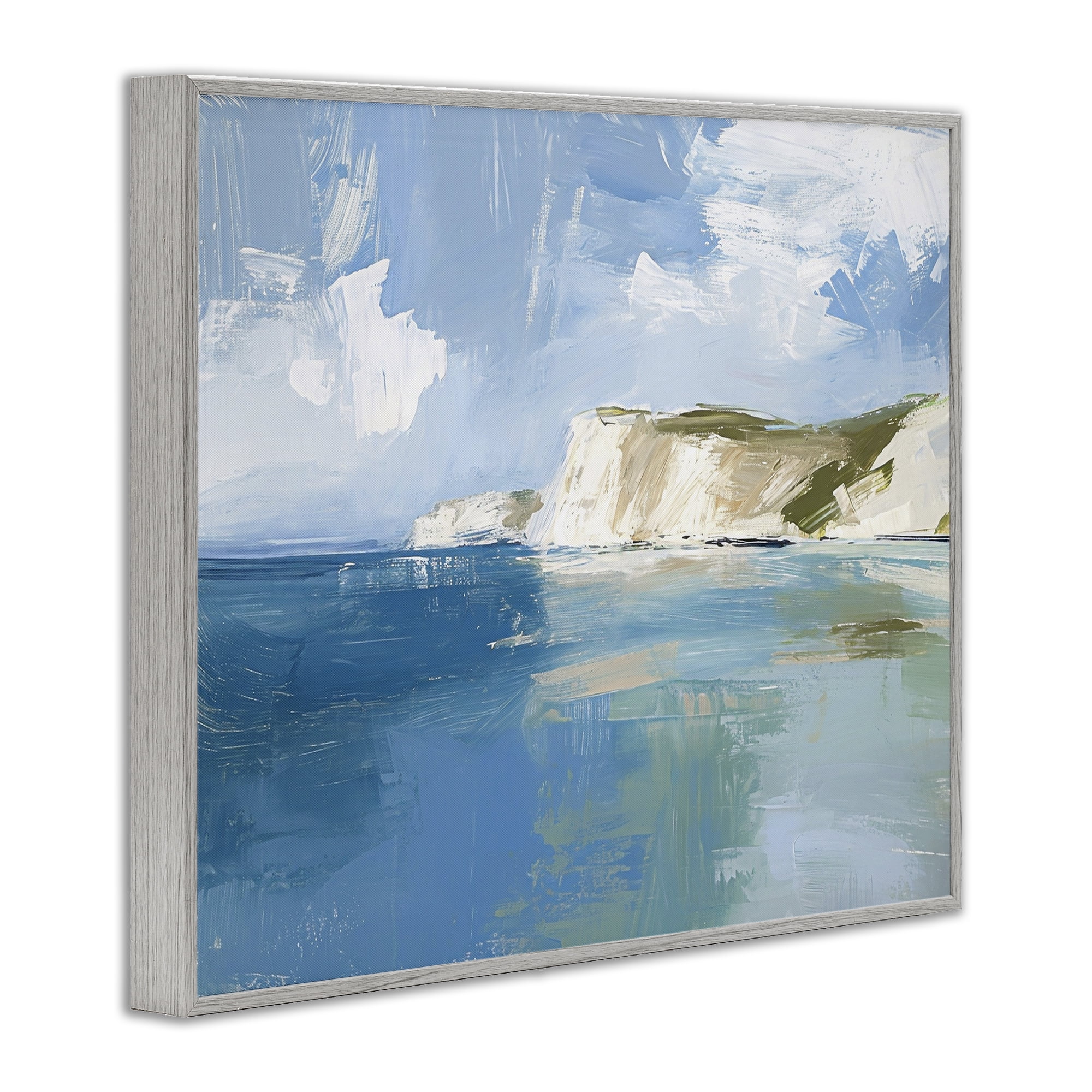 Stupell Industries Coastal Wilderness Shore Coastal Painting Gray Framed Art Print Wall Art, 30 x 24