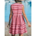 thumbnail image 2 of Cupshe Women's V Neck Beach Dress Ruffle A Line Geometric Pattern Striped Mini Summer Dresses, Size XS-XL, 2 of 4