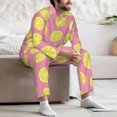 thumbnail image 5 of Mens Pajamas Set, pink Lemon Button Down Long Sleeve Loungewear Sleepwear Pjs sets for Men, 5 of 5