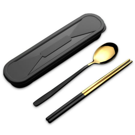 

Kitchen Utensils 304 Stainless Steel Portable Sets Reusable Tableware with Box Students Use Simple Design Breakfast Dinner Type 3