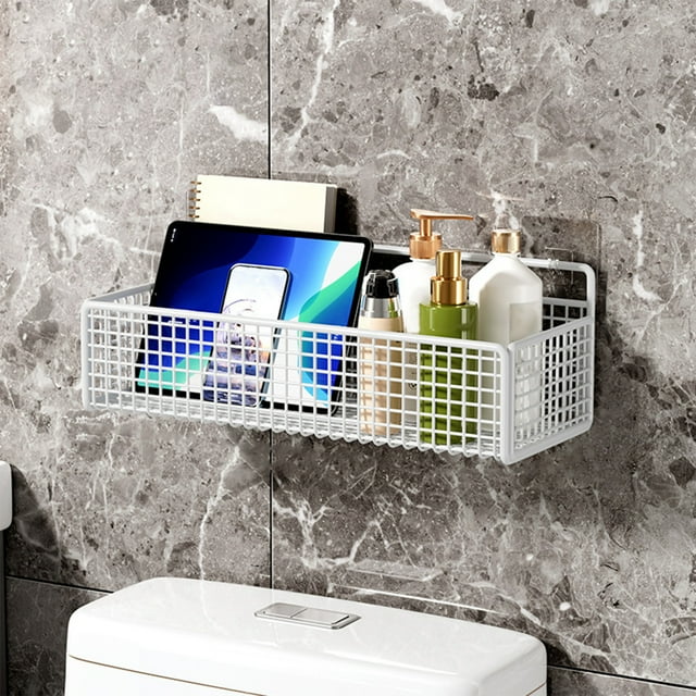 Aodebiao Metal Wall Basket Storage Organizer - Multi-Purpose Hanging Rack for Kitchen Bedroom - Iron Wire Mountable Shelf for Spices Toiletries Towels - Space Saving Home Decor Organization Solution