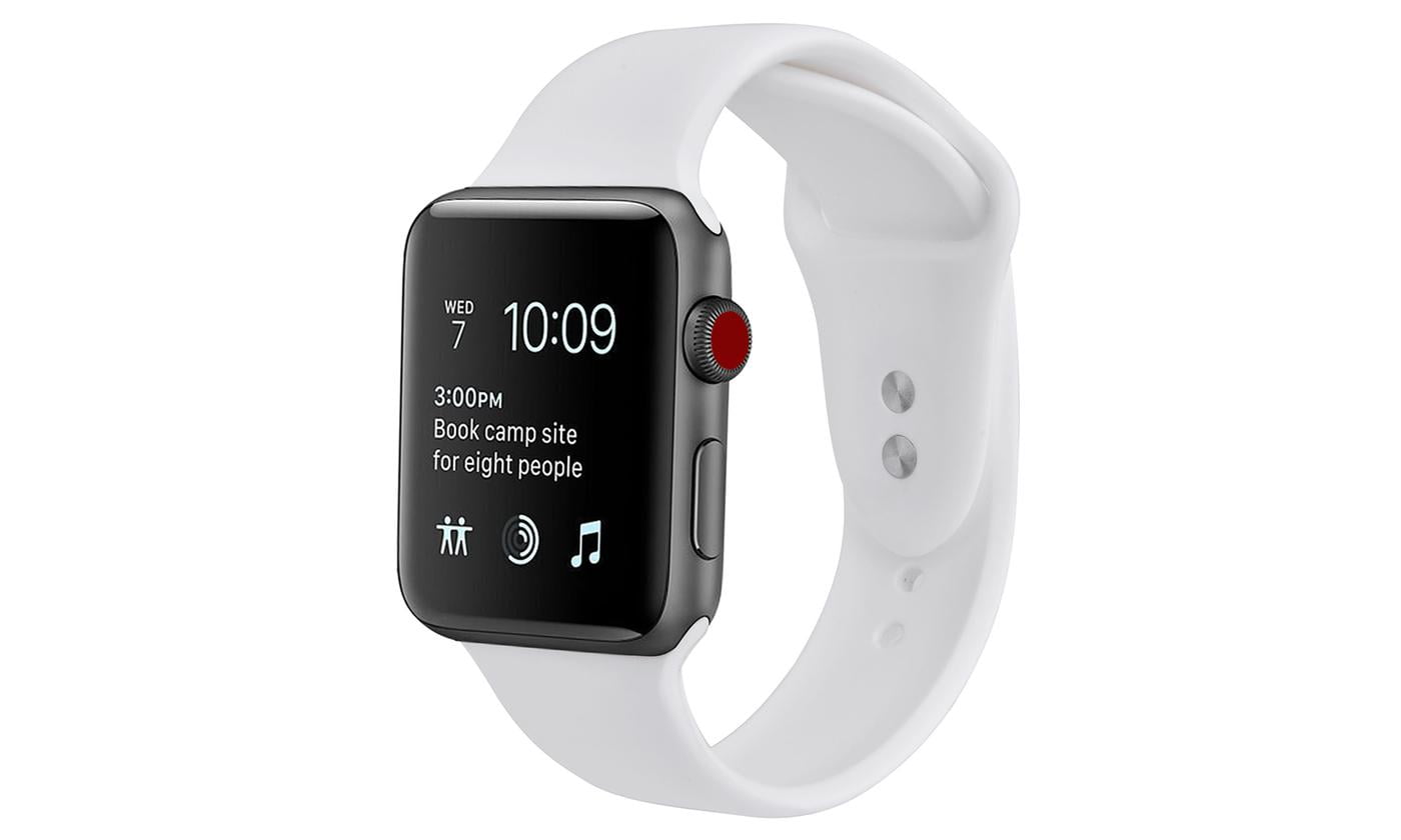 Apple Watch Replacement Bands 38mm w/Full Body Clear Hard Case Screen Protector, Soft Silicone for Apple Watch Series 1/2/3/Nike+ - White - Walmart.com