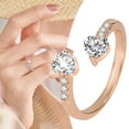 thumbnail image 2 of Mfigree Diamond Zirconia Heart Ring Female Open Rose Zirconia Ring Finger Ring Light Fashion Jewelry Statement Ring Set, 2 of 6