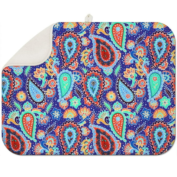 Boho floral dish drying mat 18x24 Inch made with super absorbent microfiber, soft and durable, perfect for kitchen counters and dish racks