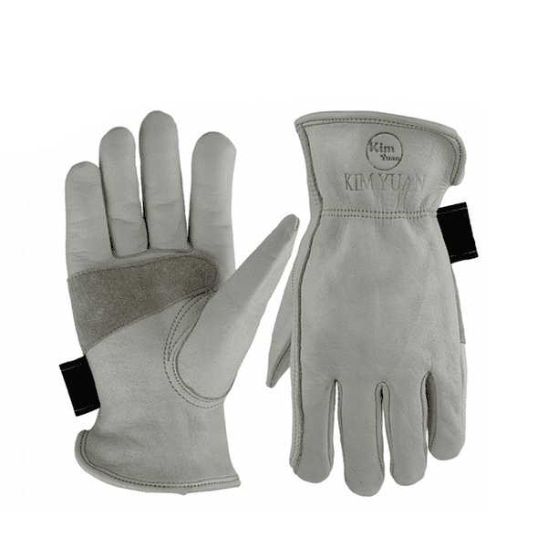 1 par de guantes de piel de vacuno para trabajos de jardinería, corte, construcción, moto, muñeca elástica, unisex