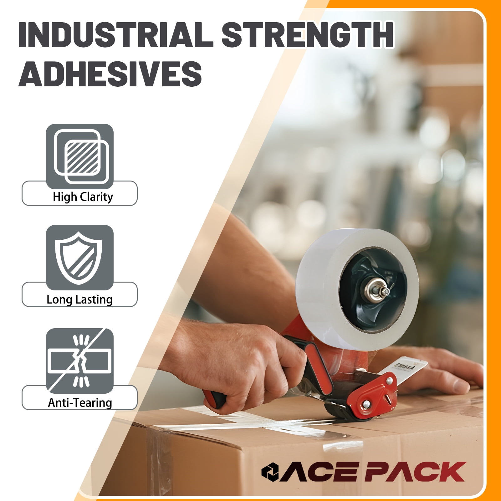 Ace Pack 3" Wide x 60 Yards Per Roll, 2.0 Mil Thick Heavy Duty Clear Packing Tape Sealing Tape Shipping Tape 12 Rolls
