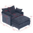 thumbnail image 4 of Accent Chair with Ottoman, Modern Lounge Club Chair, Chenille Upholstered Armchair with Footrest, Comfy Reading Chair for Living Room Bedroom Small Space, Black, 4 of 14