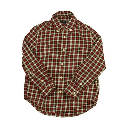 

Pre-owned Ralph Lauren Boys Red | Black Plaid Button Down Long Sleeve size: 4T