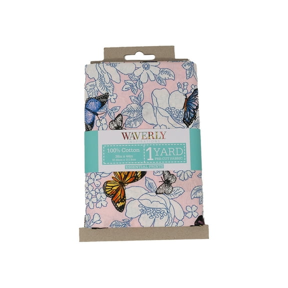 Waverly Inspirations 1 Yard Cut 100% Cotton Prints Fabric, Butterflies, 44" Wide for Quilting & Sewing