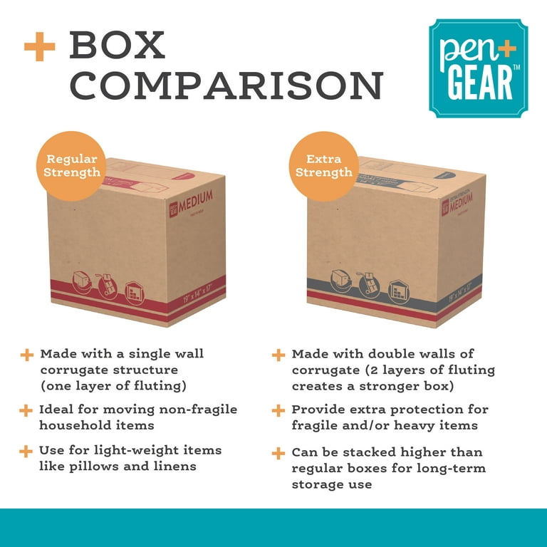 Pen + Gear Small Recycled Moving Boxes, 17L x 11W x 13H, Kraft 