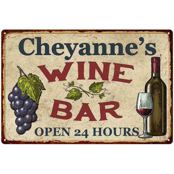 Cheyanne's Rustic Wine Bar Sign Wall Decor Kitchen Gift 12 x 18 Matte Finish Metal 112180056907