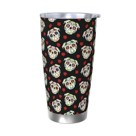 

Gaeub colorful Skull dog flower Print 20-Ounce Stainless Steel Car Cup Tumblers Cups with Lids and Straw Coffee Cups for Adults Kids Home Car Office School Travel Party-Without Straw
