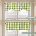 thumbnail image 4 of Green Plaid Tie Up Valance Curtains for Windows, Kitchen Curtains Window Shades, Gradient Geometric Buffalo White Checkered Light Filtering Roman Curtain Valances for Bedroom/Bathroom/Cafe 42"x12", 4 of 9
