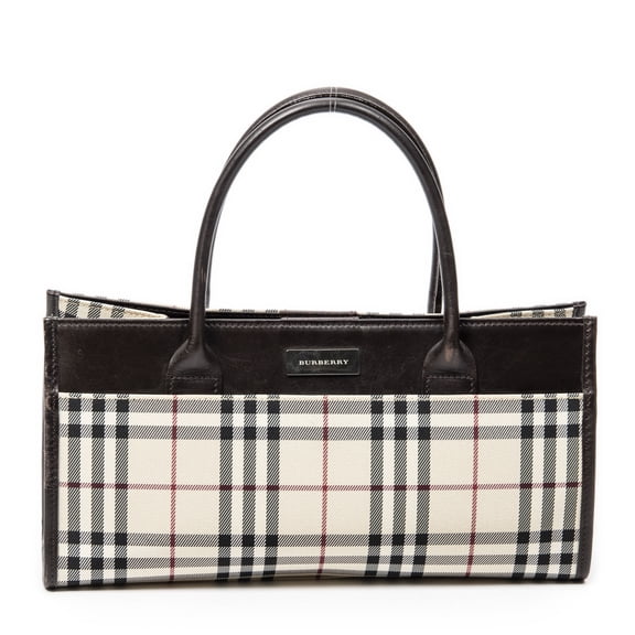 Pre-Owned Burberry Beige/Dark Brown Rectangular Tote Handbag Nova Check Canvas