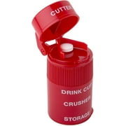 Ezy Dose Pill Crusher and Grinder, Crushes Pills, Vitamins, Tablets, Stainless Steel Blade, Removable Drinking Cup, Red