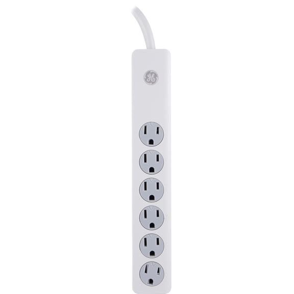 GE 6-Grounded Outlet Surge Protector, 3ft., White – 14089