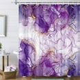 thumbnail image 2 of Purple Gold Marble Texture Bathroom Shower Curtain Set with Toilet Lid Cover and Non-Slip Rugs, Abstract Modern 4 Pcs Shower Curtain Set Restroom Decor Accessories with Hooks,72X72in, 2 of 5