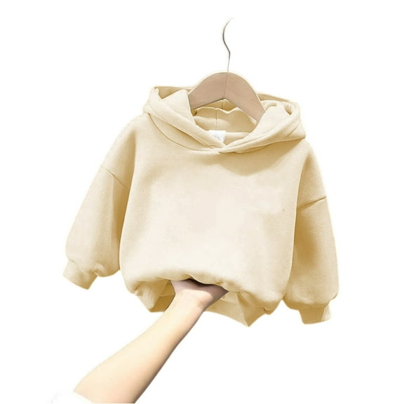 Toddler Pullover Hoodie Long Sleeve Solid Basic Sweatshirt Soft Cotton Casual Oversized Hooded Top for Kids Boys Girls