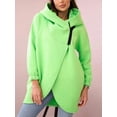 thumbnail image 5 of Women'S Plus Size Hooded Fleece Lined Sweatshirt Full Zip Casual Long Sleeve Outdoor Jacket Yellow-Green M, 5 of 7