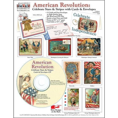 ScrapSMART American Revolution Cards and Envelopes CD-ROM, Vintage Designs for Scrapbook, Craft, Sewing